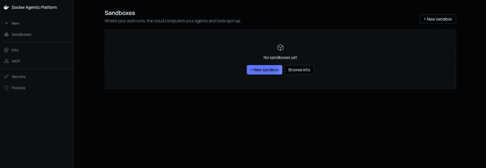 Docker Agentic Platformにログイン
